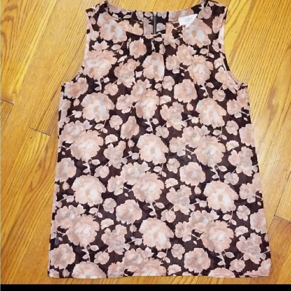 LOFT Rose Print Tank Top - Picture 2 of 4